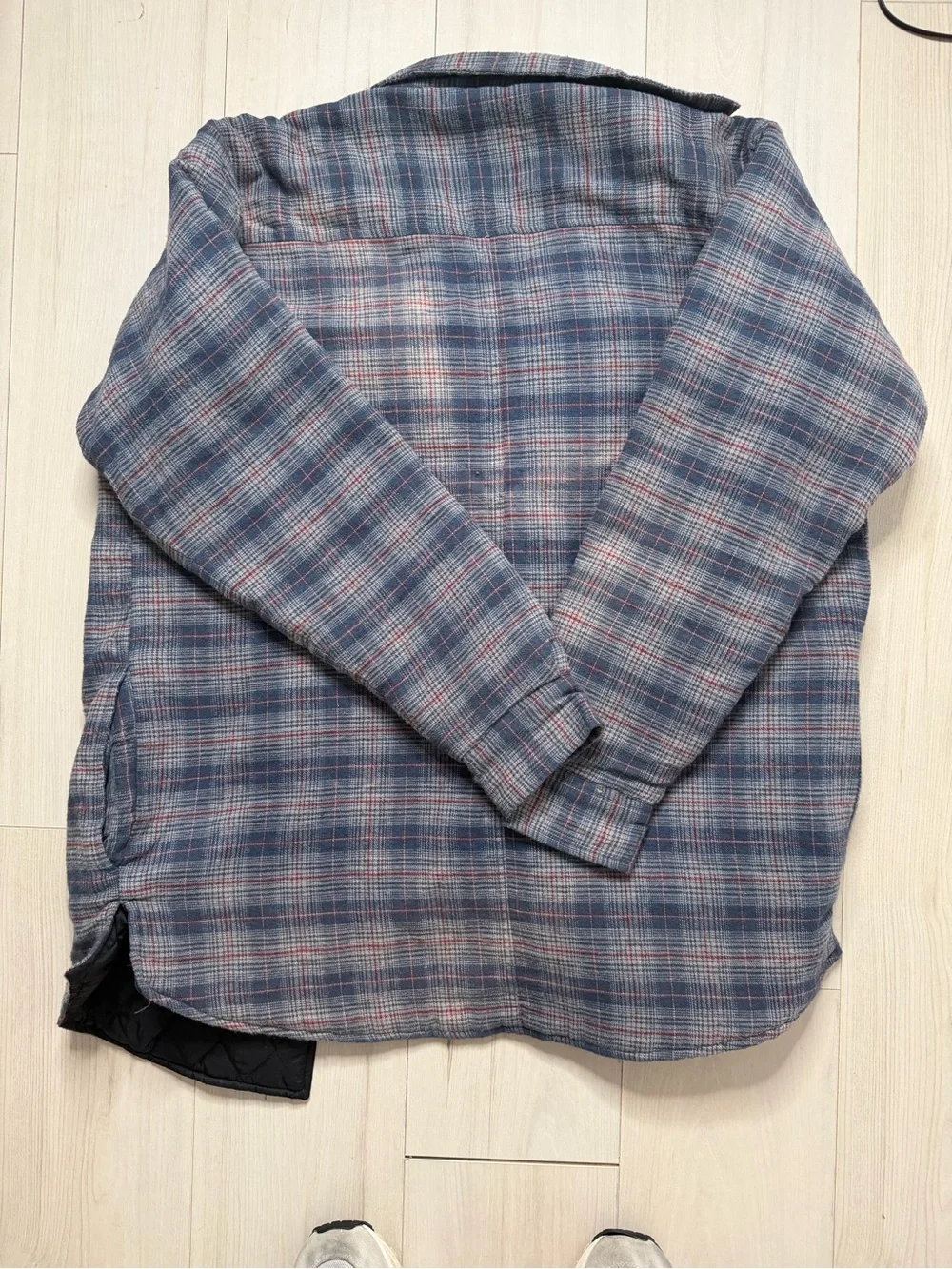 Ozark Trail Blue and Gray Plaid Quilted-Lined Shirt Jacket